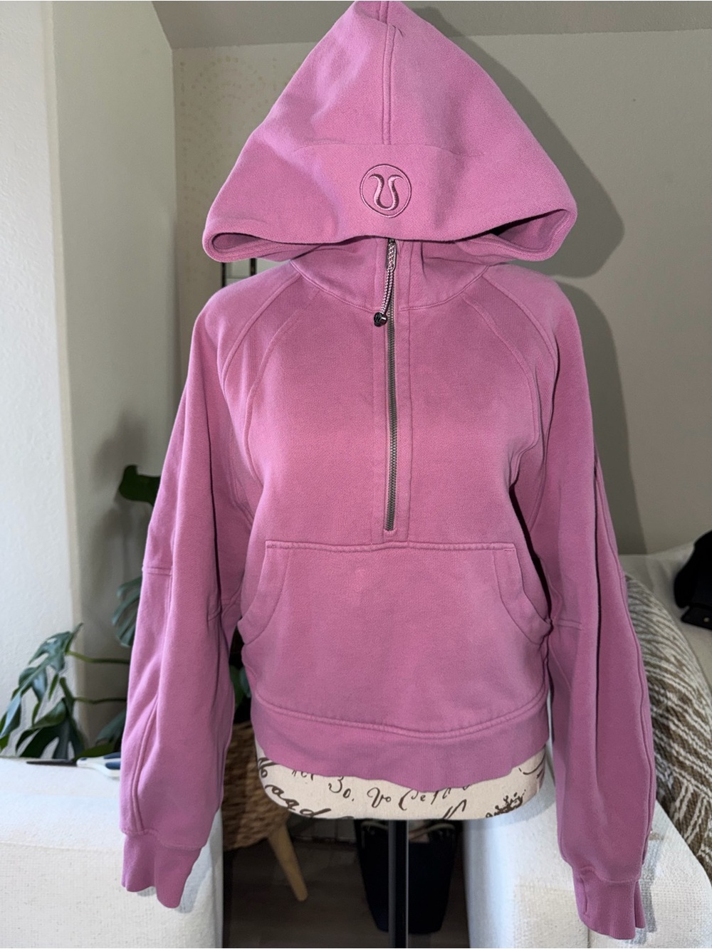 lululemon athletica Rose Pink Half-Zip Hooded Pullover M/L
